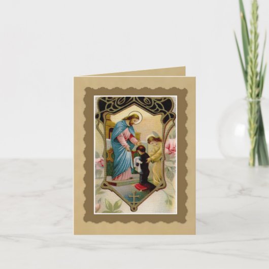 イエス・キリスト及び天使の最初聖餐式の男の子 カード (正面)