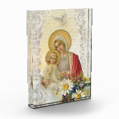 イエス・キリスト及び神霊のヴィンテージの聖母マリア フォトブロック (左)