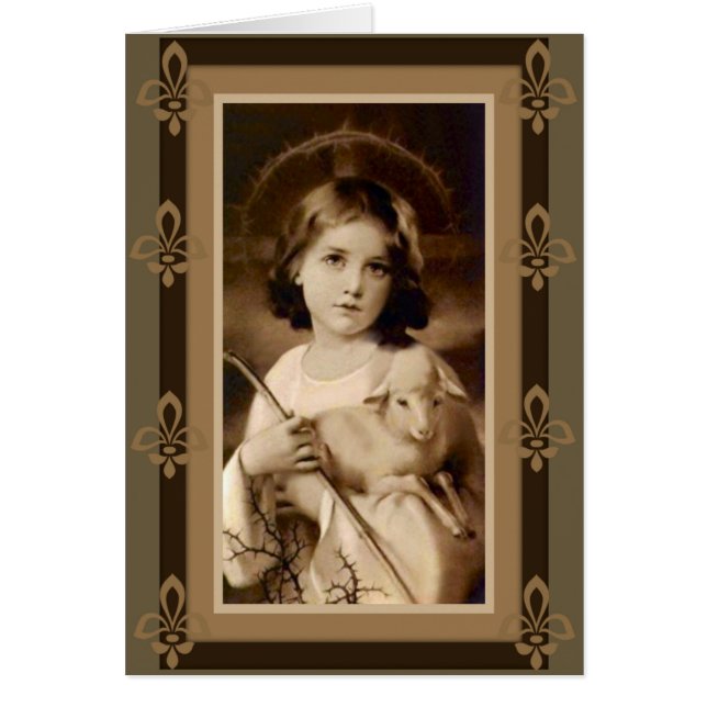 イエス・キリスト子供の男の子の子ヒツジのスタッフ (正面)