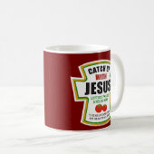 イエス・キリスト教のケチャップトおもしろいマトに追いつく コーヒーマグカップ (正面右)