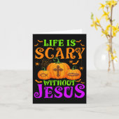 イエス・キリスト教のハロウィーンのない人生は怖い カード (黄色い花)