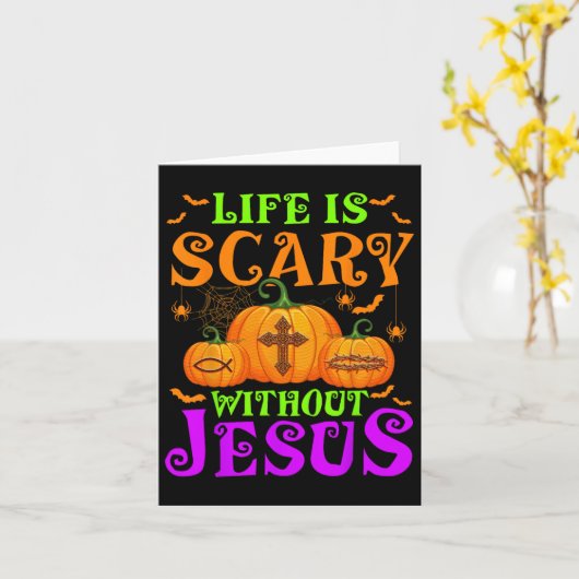 イエス・キリスト教のハロウィーンのない人生は怖い カード (黄色い花)