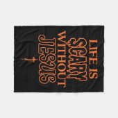 イエス・キリスト教のハロウィーンのない人生は怖い フリースブランケット (正面(横))