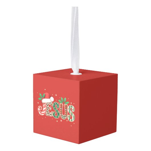 イエス・キリスト教の宗教ことわざ信仰聖句 キューブオーナメント (裏面アングル)