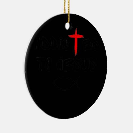 イエス・キリスト教の宗教的なイエス・フィッシュ中毒 セラミックオーナメント (右)