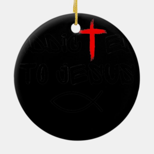 イエス・キリスト教の宗教的なイエス・フィッシュ中毒 セラミックオーナメント (裏面)