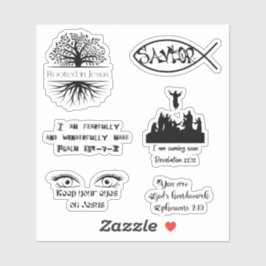 イエス・キリスト教の黒いステッカー・パックに根づいている シール