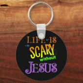 イエス・キリスト教ハロウィーンなしで人生は怖い キーホルダー (正面)