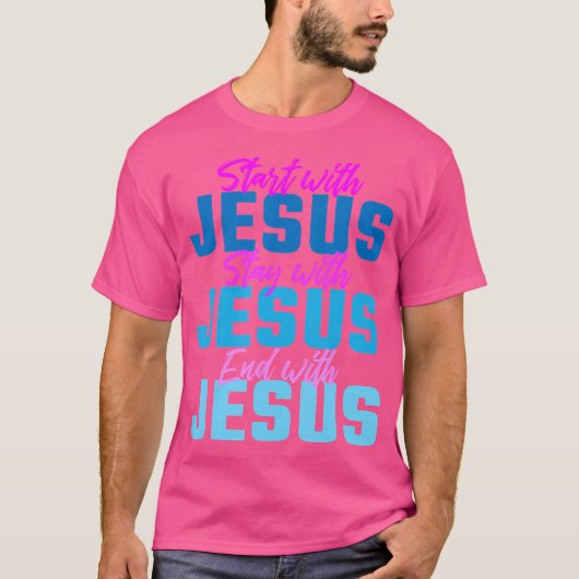 イエス・キリスト教男性と女性の動機から始める Tシャツ (正面)