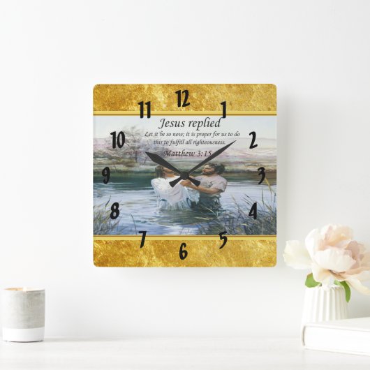 イエス・キリスト洗礼のイメージ2 スクエア壁時計 (ホーム)
