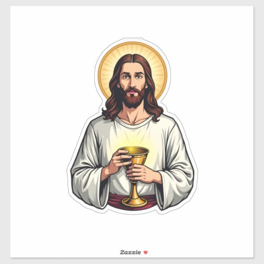 イエス・キリスト聖杯の紋章のビンテージ風彫刻Tシャツ 2 シール (シート)