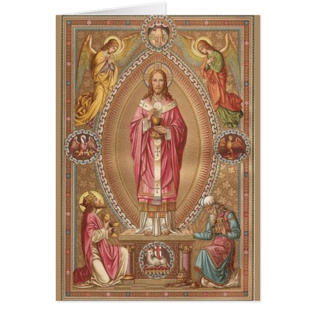 イエス・キリスト聖餐式のカトリック教の多くの提供カード (正面)