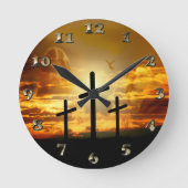 イエス・キリスト賛美された聖母マリア鳩Calvery ラウンド壁時計 (正面)