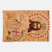 イエス・キリスト金アイコン キッチンタオル (横)