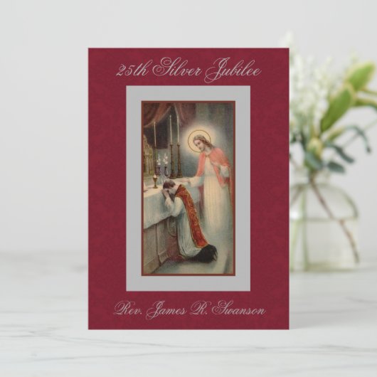 イエス・キリスト銀製記念日の招待状を持つ司祭 招待状 (スタンド正面)