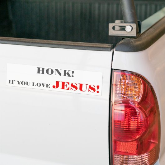 イエス・キリスト5を愛したら警笛を鳴らして下さい バンパーステッカー (トラック上)