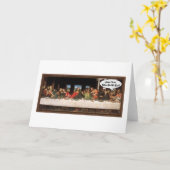 イエス・キリスト、いつ食事するの？ - 面白い最後の晩餐 カード (黄色い花)