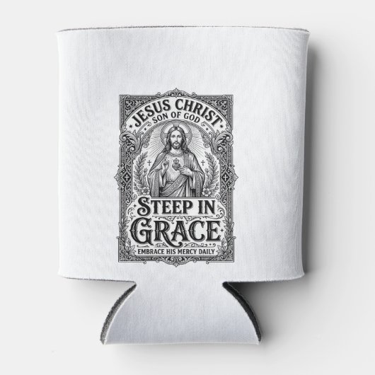イエス・キリスト お茶好き グラフィックTシャツ クリスチャン 缶クーラー (正面)