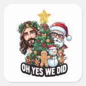 イエス・キリスト サンタ クリスマスツリー オーイェー スクエアシール (正面)