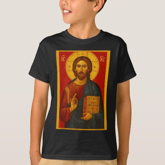 イエス・キリスト・パントクラトールの正教会のイコン Tシャツ (正面)
