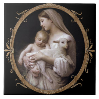 イエス・キリスト、メリーおよび子ヒツジ タイル