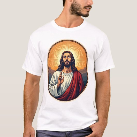 イエス・キリスト 夜明けの紋章 ヴィンテージ風刺繍Tシャツ Tシャツ (正面)
