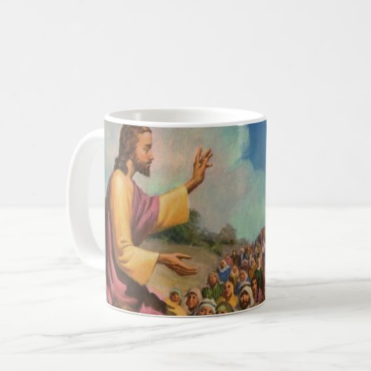 イエス・キリスト　山上の説教　ヴィンテージ宗教 コーヒーマグカップ (正面左)