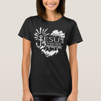 イエス・キリスト 我らの魂の錨 – ハートクロス Tシャツ