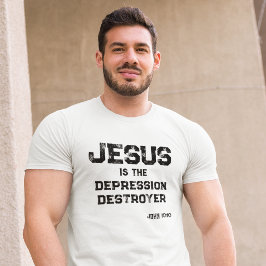 イエス・キリスト 抑うつ 破壊者 ライフ キリスト教 ライト Tシャツ