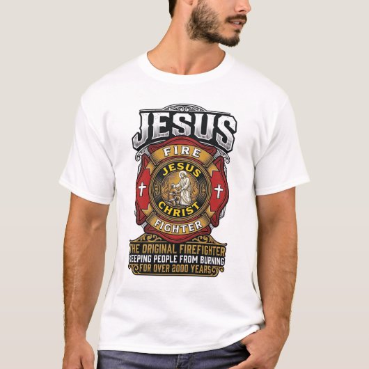 イエス キリスト 消防士 ヴィンテージ クリスチャン 信仰 Tシャツ (正面)