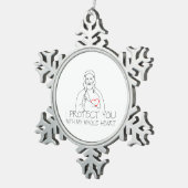 イエス・キリスト – 私保護はあなた スノーフレークピューターオーナメント (右)