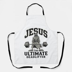 イエス・キリスト 究極のデッドリフター ヴィンテージジムTシャツ デザイン エプロン