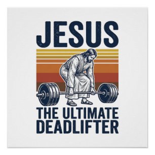 イエス・キリスト 究極のデッドリフター ヴィンテージジムTシャツ_1 ポスター