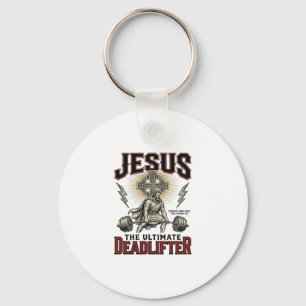 イエス・キリスト 究極のデッドリフト ヴィンテージ風クリスチャンTシャツ キーホルダー