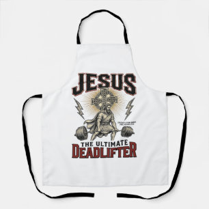 イエス・キリスト 究極のデッドリフト ヴィンテージ風Tシャツ キリスト教 エプロン