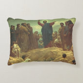 イエス・キリスト・説教山、ヴィンテージ宗教 アクセントクッション (正面)