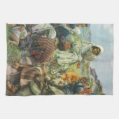 イエス・キリスト・説教山、ヴィンテージ宗教 キッチンタオル (横)