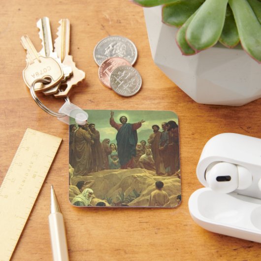 イエス・キリスト・説教山、ヴィンテージ宗教 キーホルダー (デスク)