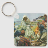 イエス・キリスト・説教山、ヴィンテージ宗教 キーホルダー (正面)