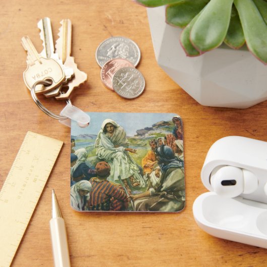 イエス・キリスト・説教山、ヴィンテージ宗教 キーホルダー (デスク)