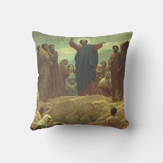 イエス・キリスト・説教山、ヴィンテージ宗教 クッション (裏面)