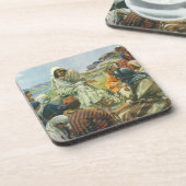 イエス・キリスト・説教山、ヴィンテージ宗教 コースター (左側)