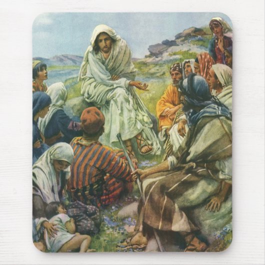 イエス・キリスト・説教山、ヴィンテージ宗教 マウスパッド (正面)