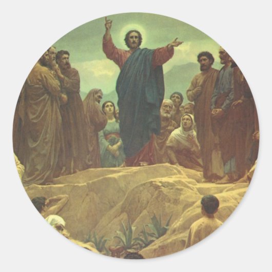 イエス・キリスト・説教山、ヴィンテージ宗教 ラウンドシール (正面)