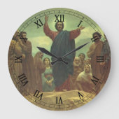 イエス・キリスト・説教山、ヴィンテージ宗教 ラージ壁時計 (正面)