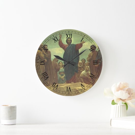 イエス・キリスト・説教山、ヴィンテージ宗教 ラージ壁時計 (ホーム)