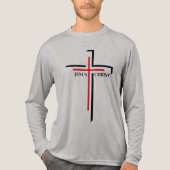 イエス・キリスト 赤と黒の十字架 信仰 トライブレンドTシャツ (正面)