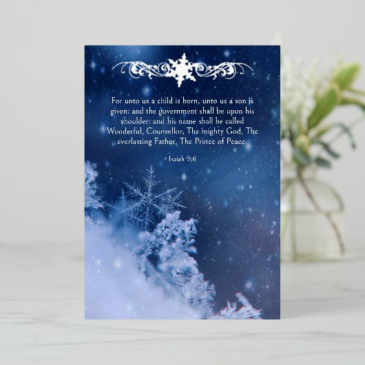 イエス・キリスト 雪の結晶 クリスマス 冬 箔シーズンカード (立ち正面)