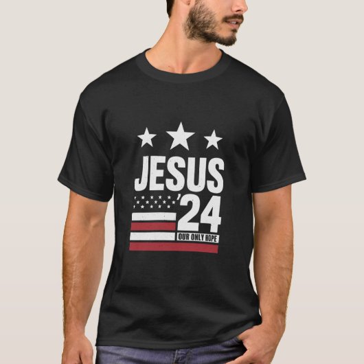 イエス・キリスト 2024 大統領 アメリカ合衆国 選挙 政治 Tシャツ (正面)