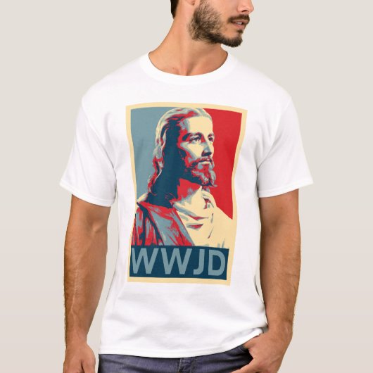 イエス・キリスト -- WWJD Tシャツ (正面)